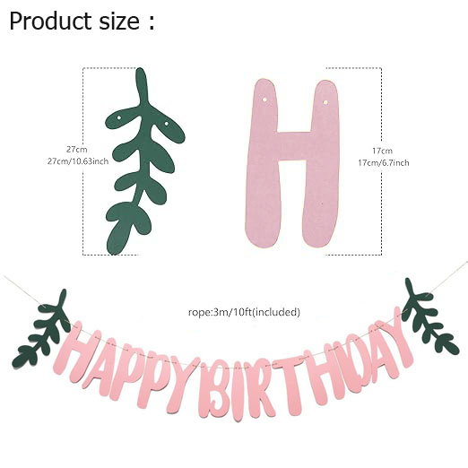 Greenery Pink Birthday Jointed Banner